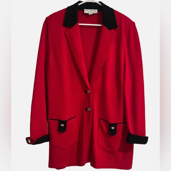 St. John Vintage Red Knit Blazer - Picture 2 of 7